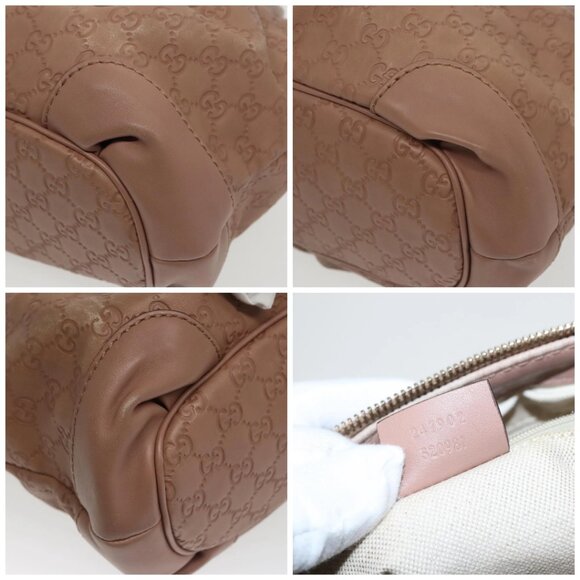GUCCI GG Canvas Guccissima Hand Bag Leather Pink - Picture 12 of 15